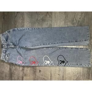 Playboy x PacSun Women's Light Wash Denim Jeans with Heart Logo